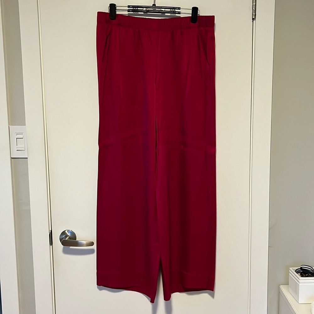 St John Satiny Pants - Burgundy / Wine Coloured